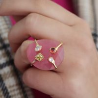 Πόρτο Ροζ Δαχτυλίδι με Πολύχρωμες Πέτρες