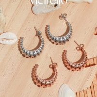 Croissant Studded Hoops Stainless Steel