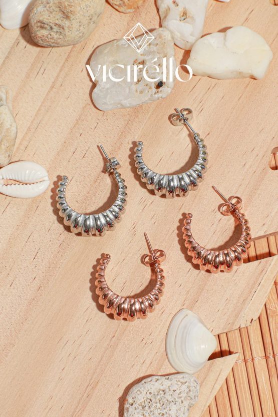Croissant Studded Hoops Stainless Steel