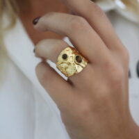 Letisia Stainless Steel Δαχτυλίδι Με Tiger Eye Πέτρες
