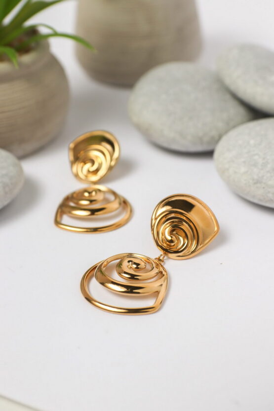 Lady In Gold Stainless Steel Σκουλαρίκια