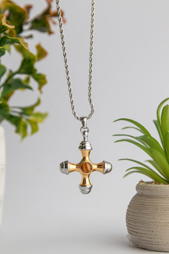 Two Tone Σταυρός Stainless Steel Κολιέ