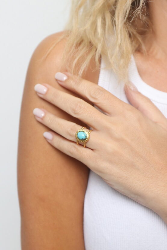 African Τυρκουάζ Stainless Steel Δαχτυλίδι Σχέδιο 02