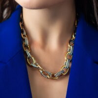 Two Tone Κολιέ Stainless Steel Πλέγμα