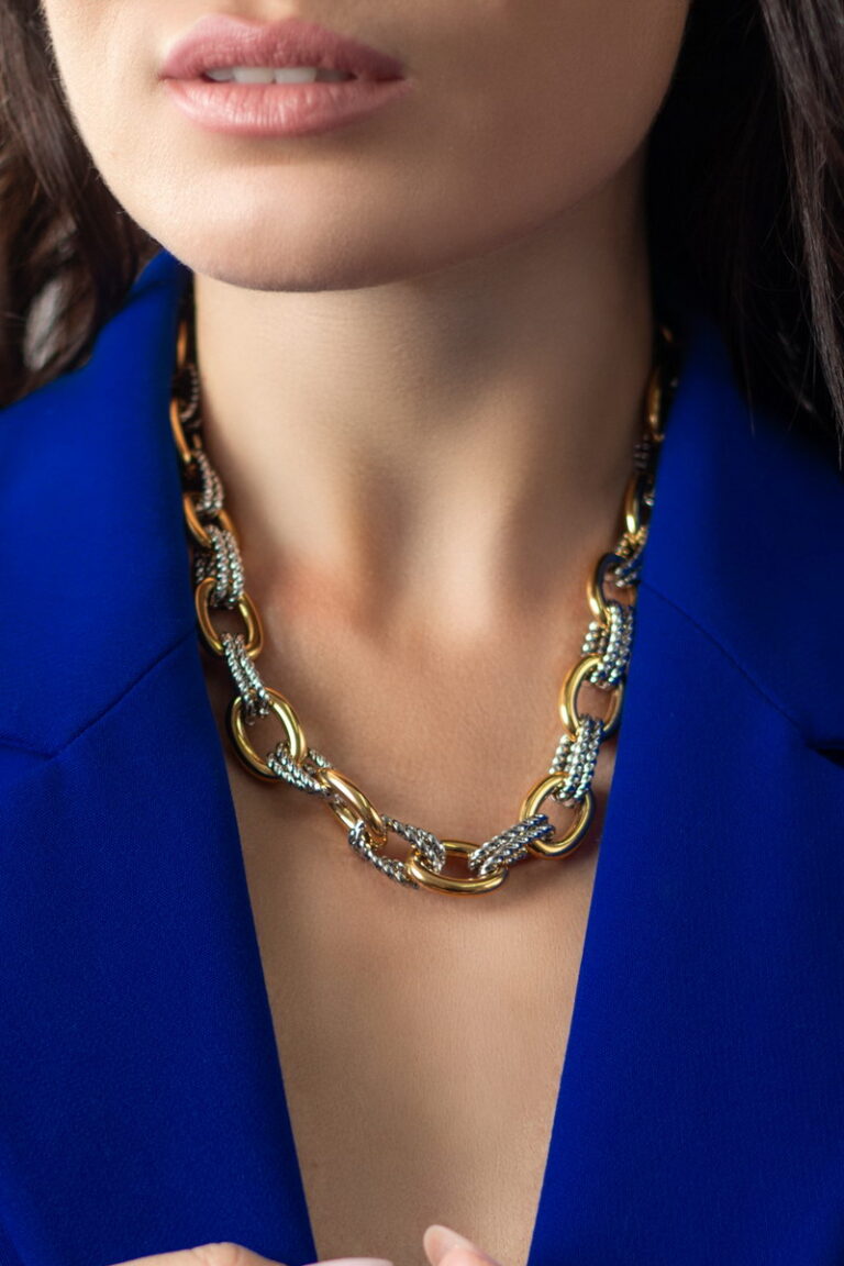 Two Tone Κολιέ Stainless Steel Πλέγμα