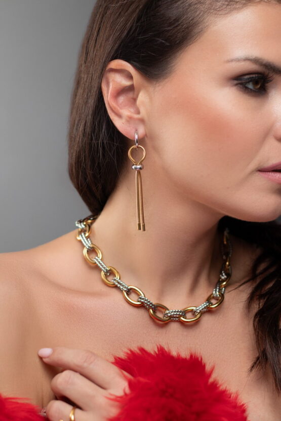 Two Tone Κολιέ Stainless Steel Πλέγμα