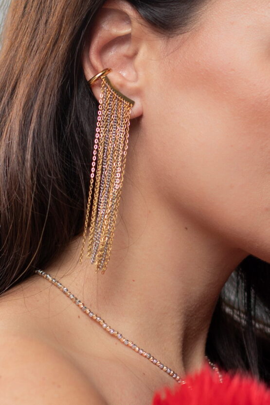 Two Tone Κρεμαστό Σκουλαρίκι Tassel Ένα Τεμάχιο