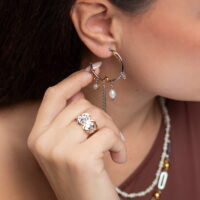 Two Tone Urban Pearl Hoops Σκουλαρίκια