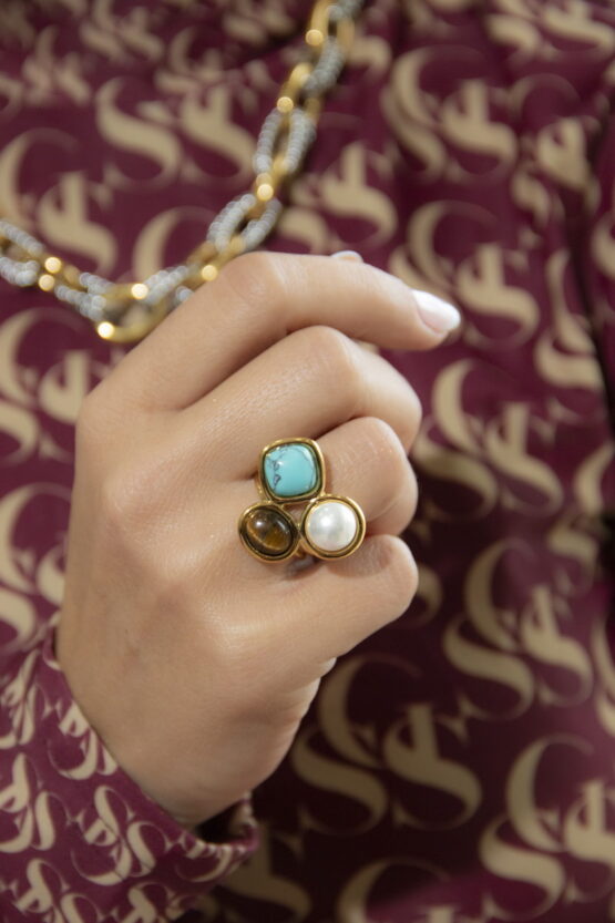 Δαχτυλίδι Με Τρείς Πέτρες Stainless Steel