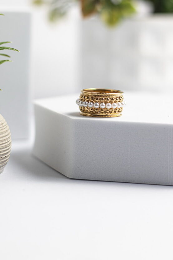 Palermo Stainless Steel Δαχτυλίδι Με Πέρλες