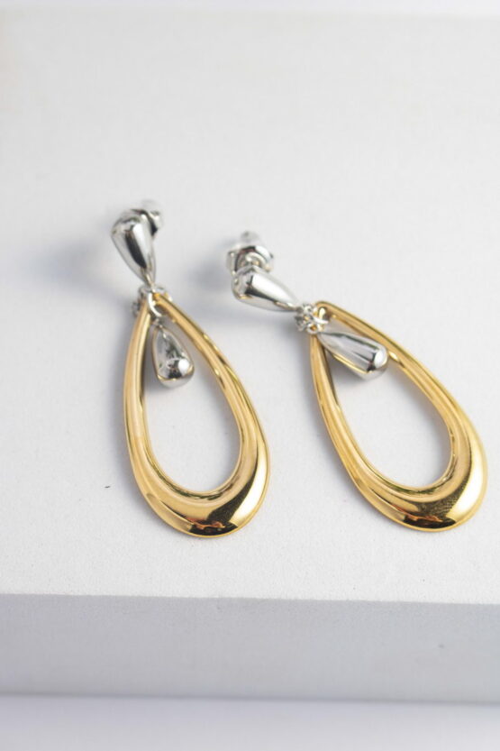 Two Tone Δάκρυ Σκουλαρίκια Stainless Steel