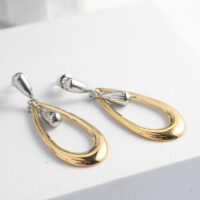 Two Tone Δάκρυ Σκουλαρίκια Stainless Steel