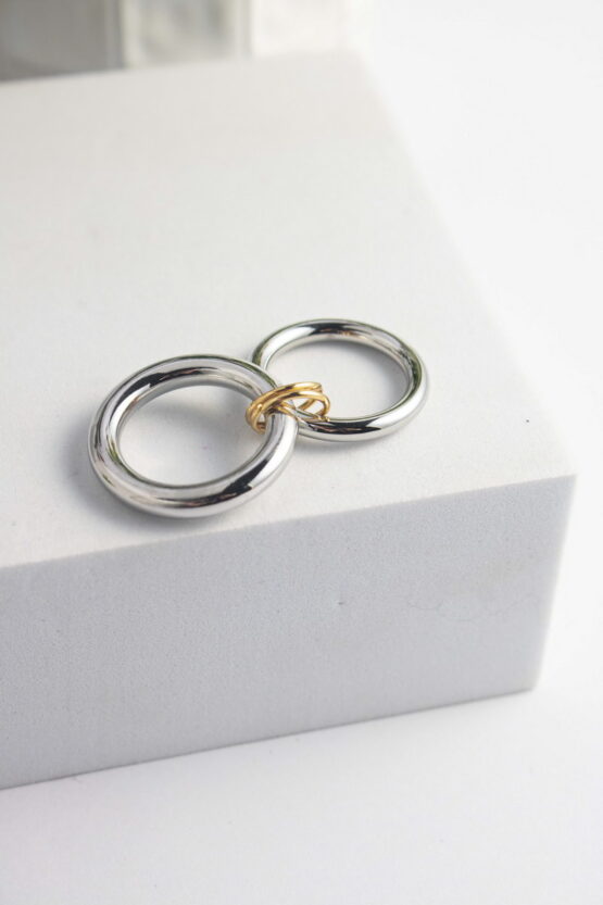 Two Tone Stainless Steel Δίβερο Δαχτυλίδι Σχέδιο 2