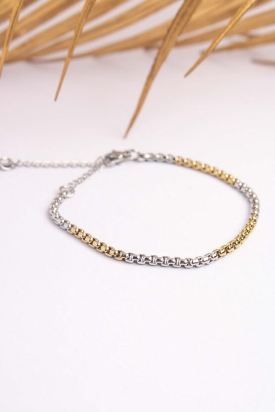 Two Tone Classic Stainless Steel Βραχιόλι Αλυσίδα Σχέδιο 1