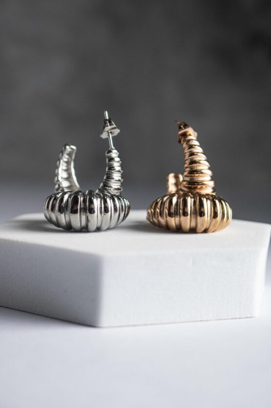 Croissant Studded Hoops Stainless Steel