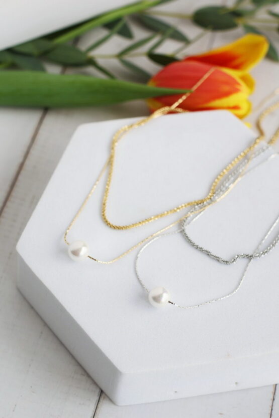 Double Layer Pearl Stainless Steel Κολιέ
