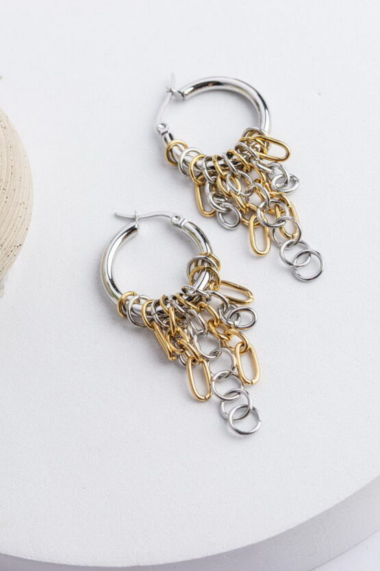 Two Tone Urban Cycles Hoops Σκουλαρίκια
