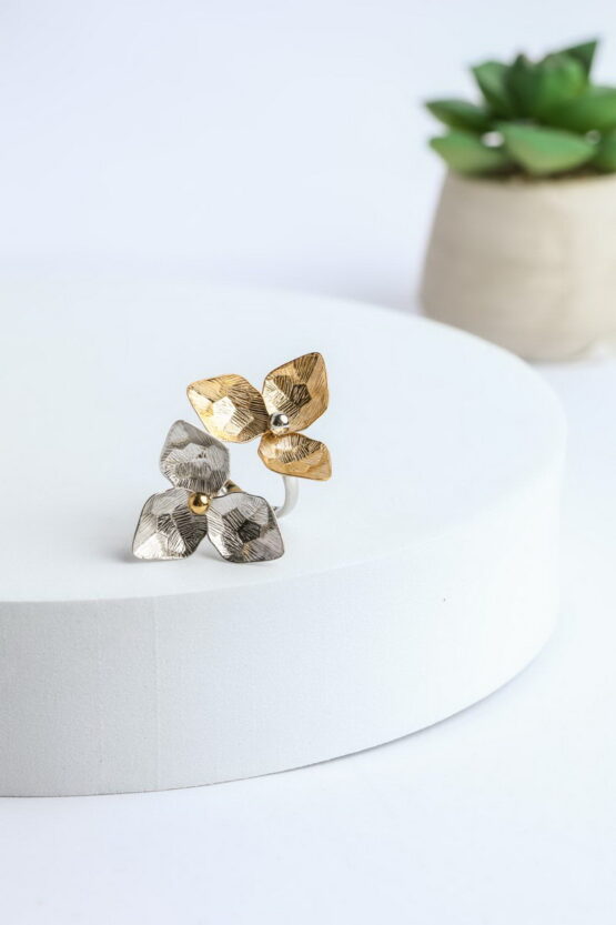 Two Tone Sakura Flower Stainless Steel Δαχτυλίδι