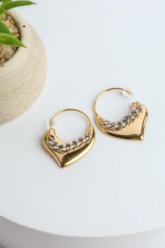 Two Tone Silhouette Hoops Stainless Steel