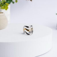 Two Tone Κύμα Stainless Steel Δαχτυλίδι