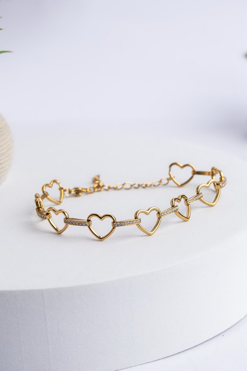 Καρδιά Βραχιόλι Stainless Steel Με Ζιργκόν