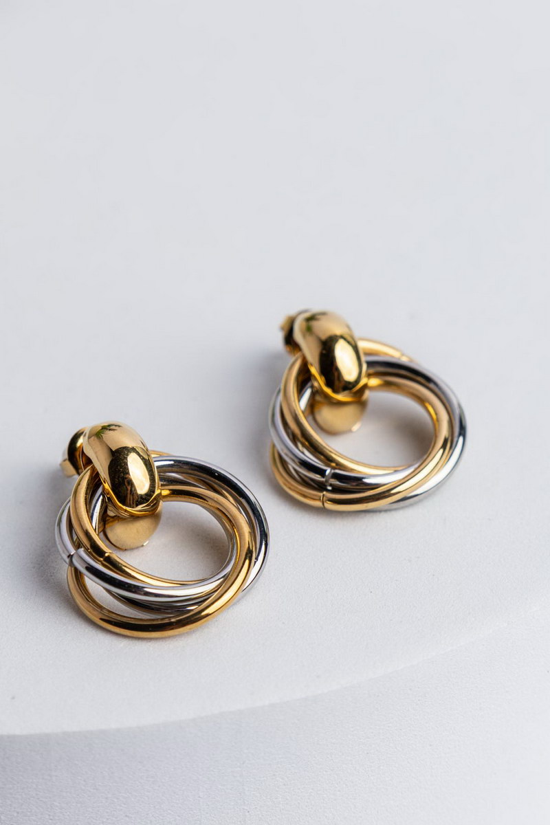 Two Tone Cycle Καρφωτά Σκουλαρίκια Stainless Steel