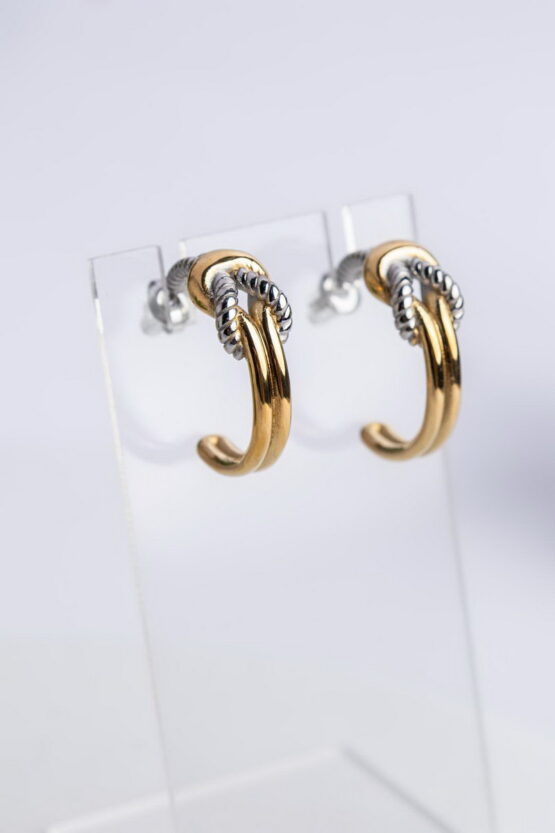 Two Tone Ναυτικός Κόμπος Stainless Steel Σκουλαρίκια