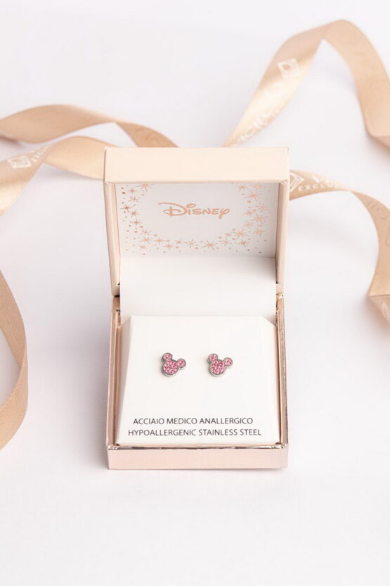 Mickey Mouse Ασημί Disney Ροζ Σκουλαρίκια Stainless Steel