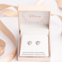 Small Minnie Mouse Ασημί Disney Λευκά Σκουλαρίκια Stainless Steel