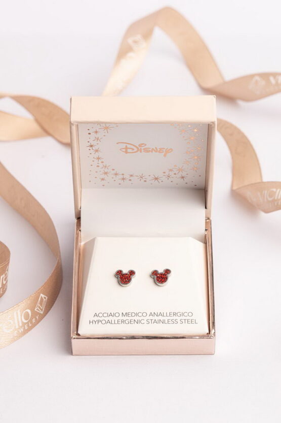 Mickey Mouse Ασημί Disney Κόκκινα Σκουλαρίκια Stainless Steel