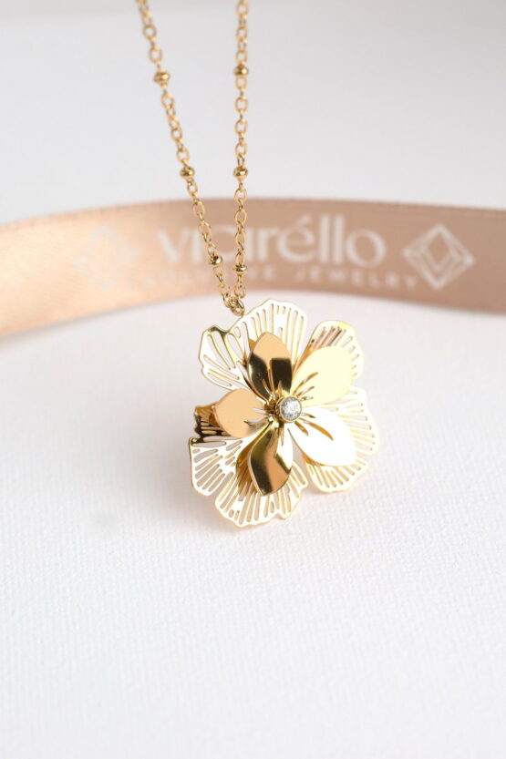 Flower Κολιέ Stainless Steel Σχέδιο 5