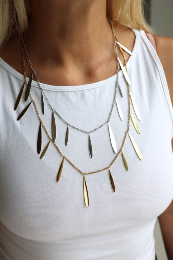Olive Leaf Stainless Steel Κολιέ