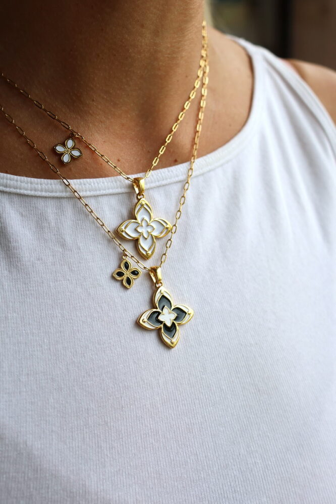Flower Κολιέ Stainless Steel Σχέδιο 6