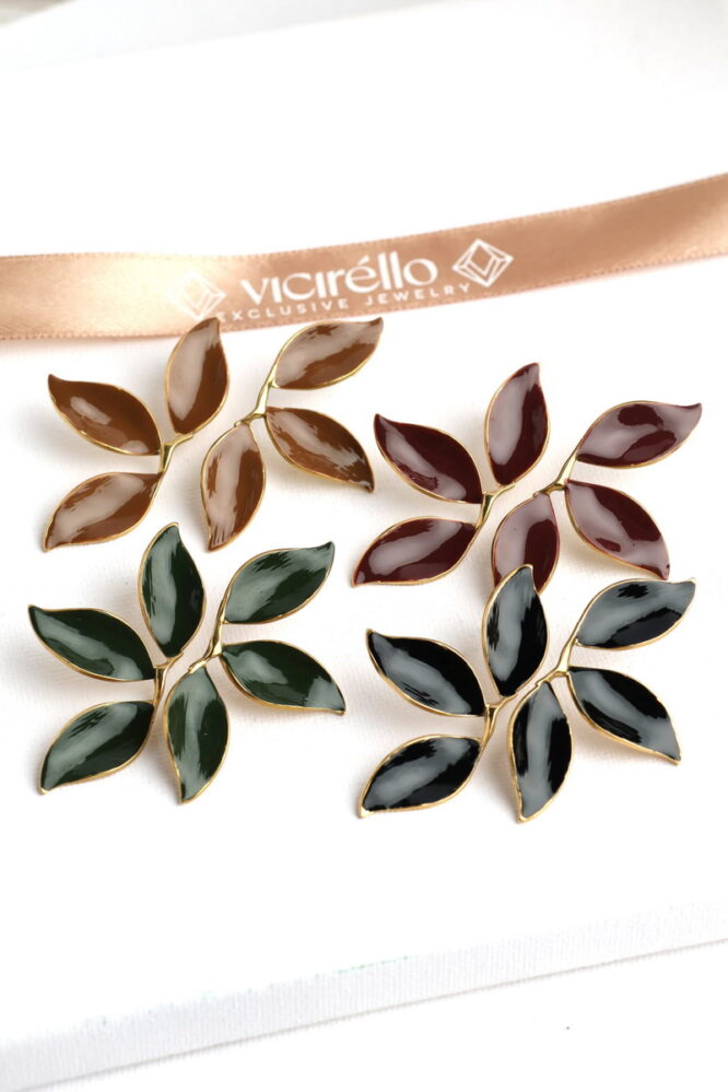 Olive Leaf Stainless Steel Σκουλαρίκια