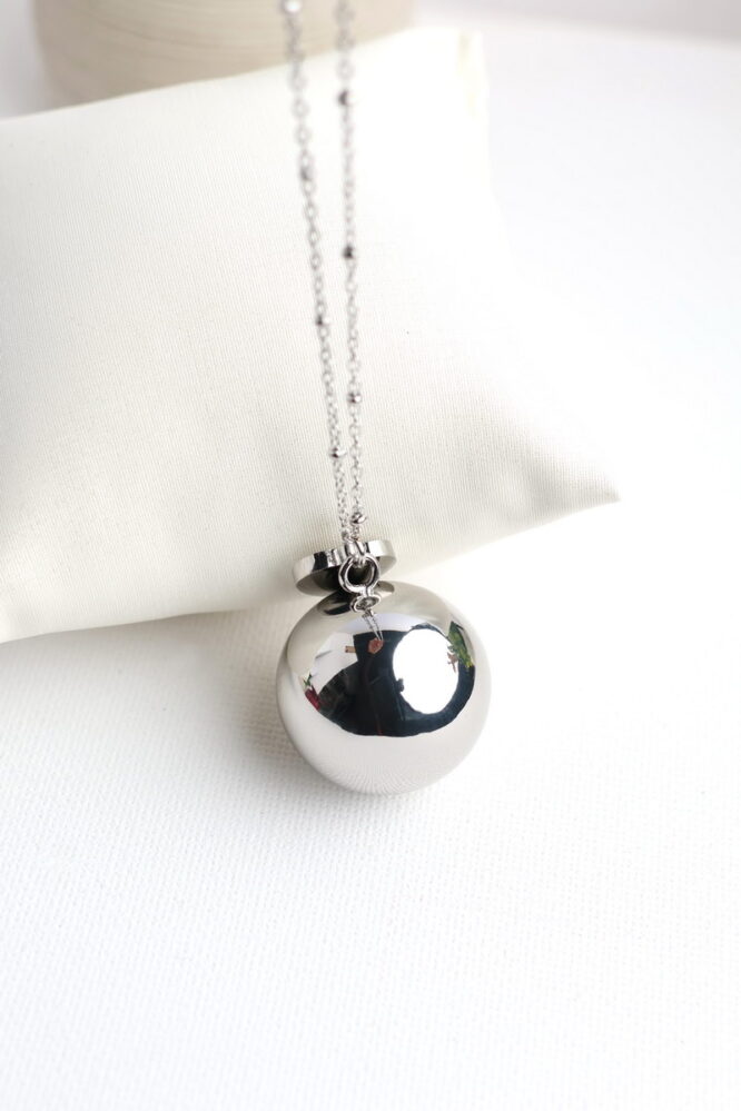 Ασημί Χρώμα Dot Stainless Steel Κολιέ
